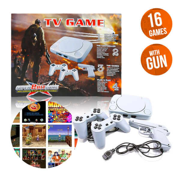 Retro X-game console with gun 16 games