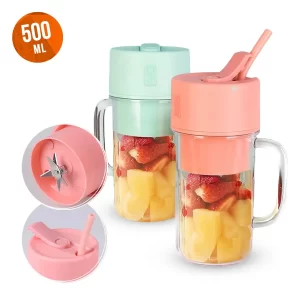 Mini travel blender with cup 500ml (mix of colors)