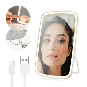 Foldable LED makeup mirror