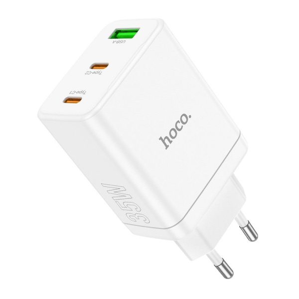 Charger HOCO 2x Type C + USB A QC PD 35W N33 white 6942007621076