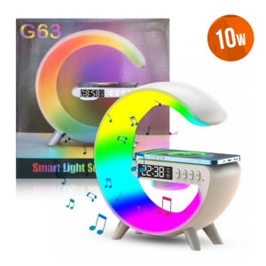 Wireless fast charging station speaker RGB small size G63 15W with RGB alarm clock