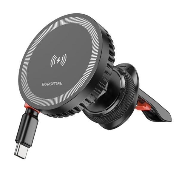 Car holder Borofone BH207 Mona magnetic induction charger cable Type C to air vent black 6941991108617