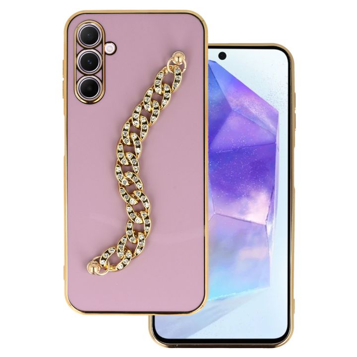 Back Case Glamour Strap Samsung Galaxy A35 5G pattern 4 pink 5900217428183