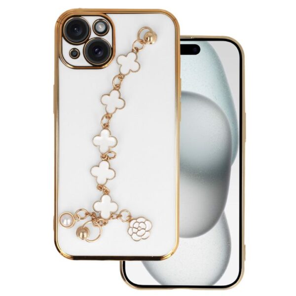 Back Case Glamour Strap iPhone 15 pattern 3 white 5900217428336