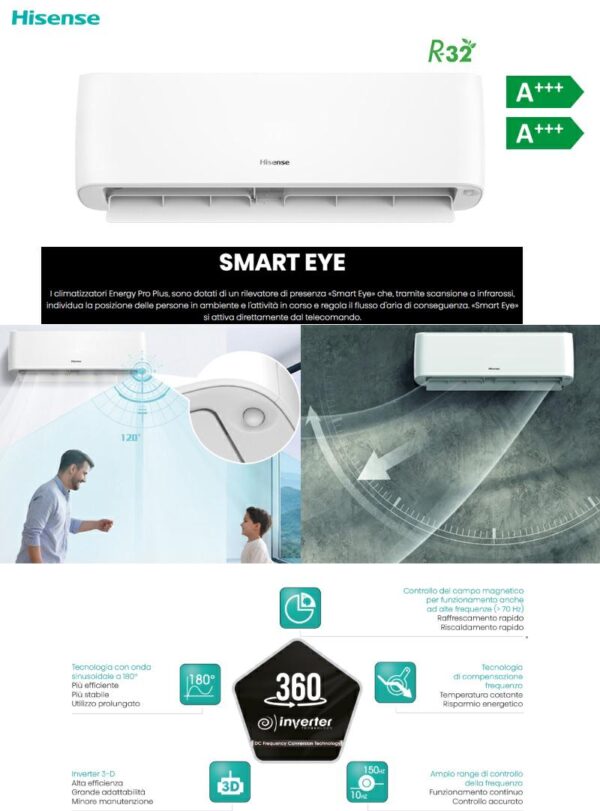 HISENSE CONDIZ. 12000BTU A+++/A+++ ENERGY PRO SMARTEYE WIFI QE35