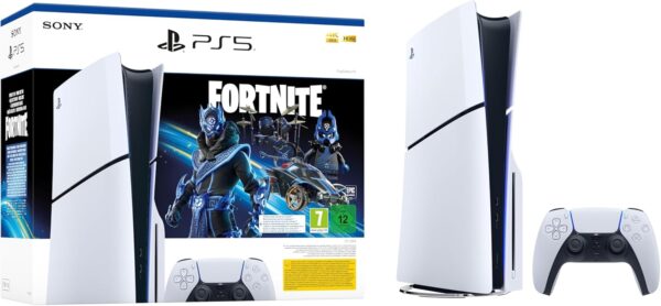 PS5 Console 1TB Standard Slim White Cobalt Star Fortnite Bundle ITA - immagine 2