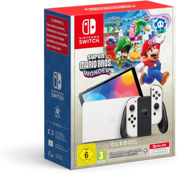 Switch Console OLED White + Mario Kart 8 Deluxe Preinstallato + 12 Mesi Nintendo Switch Online