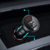 Car Charger Baseus Digital Display, 24W, 2.4A, 2 x USB-A, Silver CCBX-0S - immagine 2