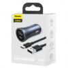 Car Charger Baseus Golden Contactor, 40W, 5A, 1 x USB-A - 1 x USB-C, with USB-C Cable, Grey TZCCJD-0G - immagine 7