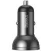 Car Charger Baseus Digital Display, 24W, 2.4A, 2 x USB-A, with Lightning / microUSB / USB-C Cable, Grey TZCCBX-0G - immagine 3