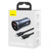 Car Charger Baseus Golden Contactor, 40W, 3A, 1 x USB-A - 1 x USB-C, with Lightning Cable, Grey TZCCJD-B0G - immagine 7