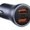 Car Charger Baseus Golden Contactor Pro Dual, 40W, 3A, 2 x USB-A, Grey CCJD-A0G - immagine 2